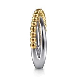 Sale Gabriel & Co. 925 Sterling Silver and 14K Yellow Gold Bujukan Criss Cross Ring