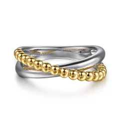 Sale Gabriel & Co. 925 Sterling Silver and 14K Yellow Gold Bujukan Criss Cross Ring