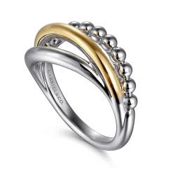 Clearance Gabriel & Co. 925 Sterling Silver and 14K Yellow Gold Bujukan Ring