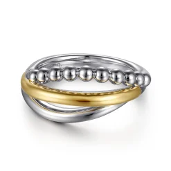 Clearance Gabriel & Co. 925 Sterling Silver and 14K Yellow Gold Bujukan Ring