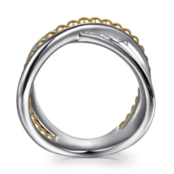 Hot Gabriel & Co. 925 Sterling Silver and 14K Yellow Gold Bujukan Criss Cross Ring