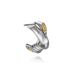Sale Gabriel & Co. 925 Sterling Silver and 14K Yellow Gold Bujukan Criss Cross J Hoop Earrings