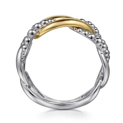 Clearance Gabriel & Co. 925 Sterling Silver and 14K Yellow Gold Link Ring