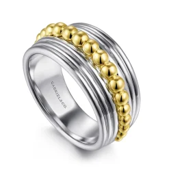 Outlet Gabriel & Co. 925 Sterling Silver and 14K Yellow Gold Bujukan Wide Band Ring