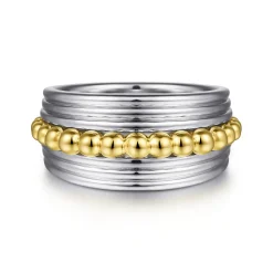 Outlet Gabriel & Co. 925 Sterling Silver and 14K Yellow Gold Bujukan Wide Band Ring
