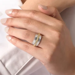 Outlet Gabriel & Co. 925 Sterling Silver and 14K Yellow Gold Bujukan Wide Band Ring