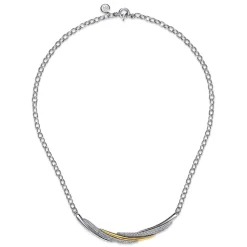 Gabriel & Co. 925 Sterling Silver and 14K Yellow Gold Bujukan Multiple Row Bar Necklace