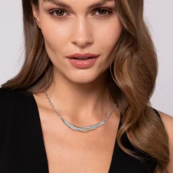Gabriel & Co. 925 Sterling Silver and 14K Yellow Gold Bujukan Multiple Row Bar Necklace