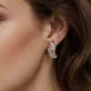 Outlet Gabriel & Co. 925 Sterling Silver and 14K Yellow Gold Bujukan Multiple Row J Hoop Earrings