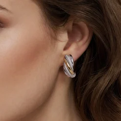 Outlet Gabriel & Co. 925 Sterling Silver and 14K Yellow Gold Bujukan Multiple Row J Hoop Earrings