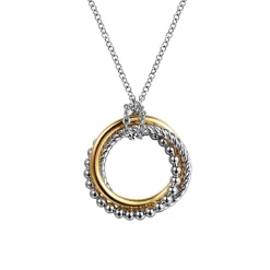 Gabriel & Co. 925 Sterling Silver and 14K Yellow Gold Rope Pendant Necklace-Bujukan