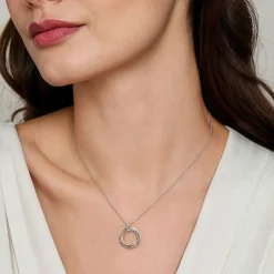 Gabriel & Co. 925 Sterling Silver and 14K Yellow Gold Rope Pendant Necklace-Bujukan