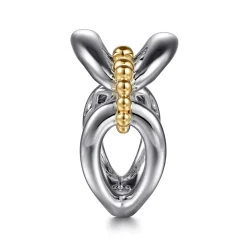 Clearance Gabriel & Co. 925 Sterling Silver and 14K Yellow Gold Bujukan Link Ring