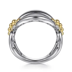 Clearance Gabriel & Co. 925 Sterling Silver and 14K Yellow Gold Bujukan Link Ring
