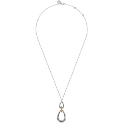 New Gabriel & Co. 925 Sterling Silver and 14K Yellow Gold Bujukan Pear Shape Necklace