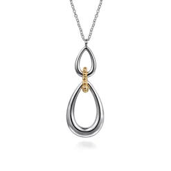 New Gabriel & Co. 925 Sterling Silver and 14K Yellow Gold Bujukan Pear Shape Necklace
