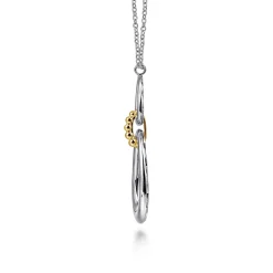 New Gabriel & Co. 925 Sterling Silver and 14K Yellow Gold Bujukan Pear Shape Necklace