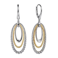 Sale Gabriel & Co. 925 Sterling Silver and 14K Yellow Gold Bujukan Rope Drop Earrings