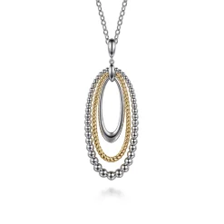 Clearance Gabriel & Co. 925 Sterling Silver and 14K Yellow Gold Bujukan Rope Circle Pendant Necklace