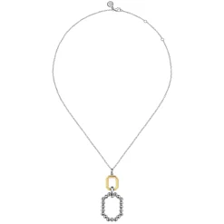 Hot Gabriel & Co. 925 Sterling Silver and 14K Yellow Gold Octagon Bujukan Drop Pendant Necklace