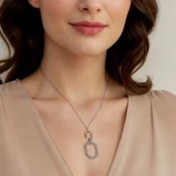 Hot Gabriel & Co. 925 Sterling Silver and 14K Yellow Gold Octagon Bujukan Drop Pendant Necklace