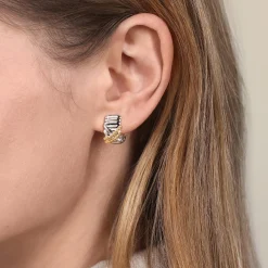Online Gabriel & Co. 925 Sterling Silver and 14K Yellow Gold Bujukan Shrimp Criss Cross J Hoop Earrings