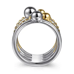 Clearance Gabriel & Co. 925 Sterling Silver and 14K Yellow Gold Bujukan Wide Band Ring