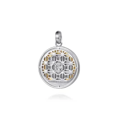 New Gabriel & Co. 925 Sterling Silver and 14K Yellow Gold Compass Pendant with White Sapphire