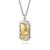 Hot Gabriel & Co. 925 Sterling Silver and 14K Yellow Gold Dog tag Pendant With Skull