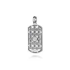 Hot Gabriel & Co. 925 Sterling Silver and 14K Yellow Gold Dog tag Pendant With Skull