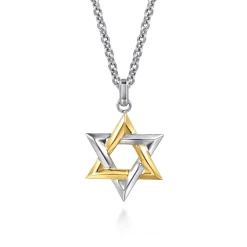 Sale Gabriel & Co. 925 Sterling Silver and 14K Yellow Gold Star of David Pendant
