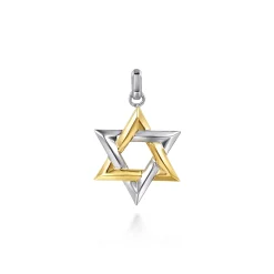 Sale Gabriel & Co. 925 Sterling Silver and 14K Yellow Gold Star of David Pendant