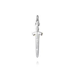Best Gabriel & Co. 925 Sterling Silver and 14K Yellow Gold Garnet Dagger Pendant With Enamel