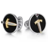 Online Gabriel & Co. 925 Sterling Silver and 14K Yellow Gold Onyx and Garnet Round Cufflinks with Dagger