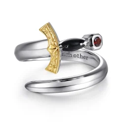 Online Gabriel & Co. 925 Sterling Silver and 14K Yellow Gold Garnet and Enamel Dagger Wrap Ring