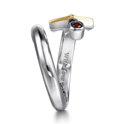 Online Gabriel & Co. 925 Sterling Silver and 14K Yellow Gold Garnet and Enamel Dagger Wrap Ring
