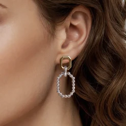 Hot Gabriel & Co. 925 Sterling Silver and 14K Yellow Gold Octagon Bujukan Stud Drop Earrings