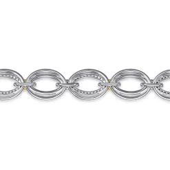 Outlet Gabriel & Co. 925 Sterling Silver and 14K Yellow Gold Bujukan White Sapphire Link Bracelet