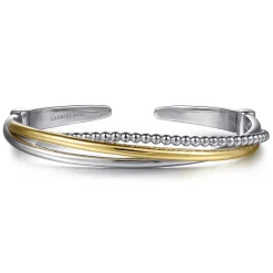 Best Gabriel & Co. 925 Sterling Silver and 14K Yellow Gold Bujukan Twisted Bangle Bracelet
