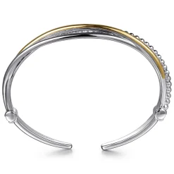 Best Gabriel & Co. 925 Sterling Silver and 14K Yellow Gold Bujukan Twisted Bangle Bracelet