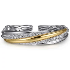 Online Gabriel & Co. 925 Sterling Silver and 14K Yellow Gold Bujukan Multiple Row Bangle Bracelet