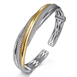 Online Gabriel & Co. 925 Sterling Silver and 14K Yellow Gold Bujukan Multiple Row Bangle Bracelet