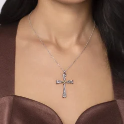 New Gabriel & Co. 925 Sterling Silver and 14K Yellow Gold Bujukan Cross Pendant Necklace