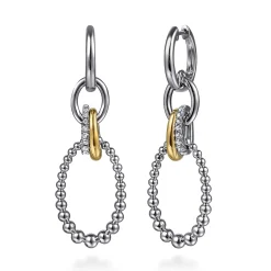 Online Gabriel & Co. 925 Sterling Silver and 14K Yellow Gold Bujukan White Sapphire Link Drop Earrings