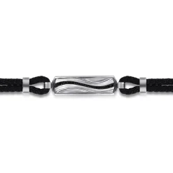 Discount Gabriel & Co. 925 Sterling Silver and Leather Bangle with Black Spinel Wave ID Bangle