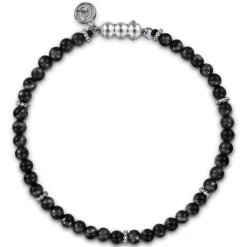 Hot Gabriel & Co. 925 Sterling Silver and 4mm Black Onyx Beaded Bracelet