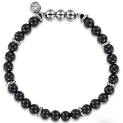 Sale Gabriel & Co. 925 Sterling Silver and 6mm Black Onyx Beaded Bracelet