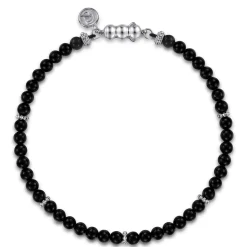 Hot Gabriel & Co. 925 Sterling Silver and 4mm Black Onyx Beaded Bracelet