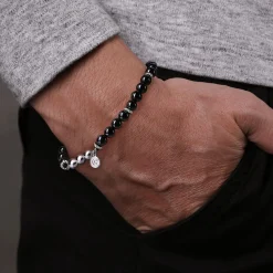 Best Gabriel & Co. 925 Sterling Silver and 6mm Black Onyx Beaded Bracelet