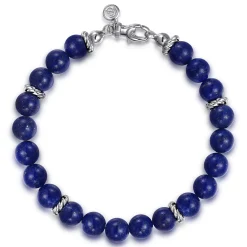 Discount Gabriel & Co. Sterling Silver and 8mm Lapis Beaded Bracelet
